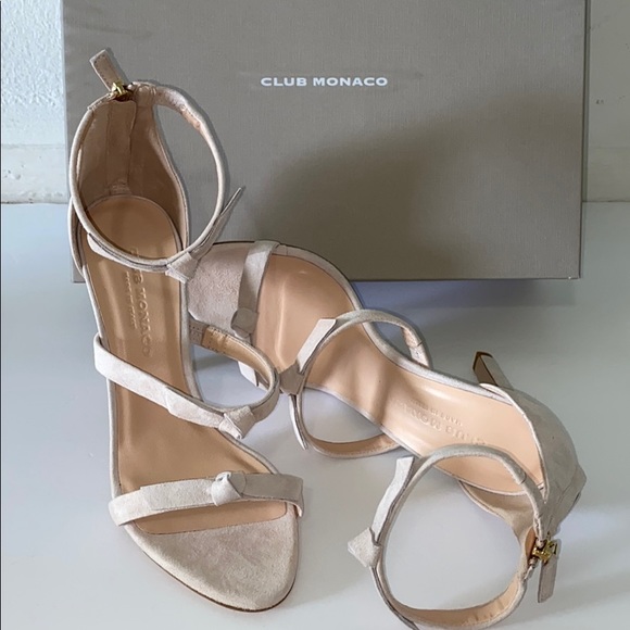 NIB Club Monaco Nude Bow Cedrika Sandals Heels - Picture 2 of 16